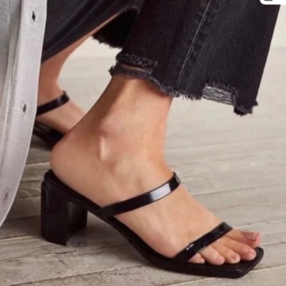Jeffrey Campbell Black Jamm Jelly Slide Sandal Heels